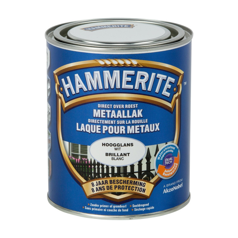 Laque antirouille pour métaux blanche brillante 0,7 L HAMMERITE