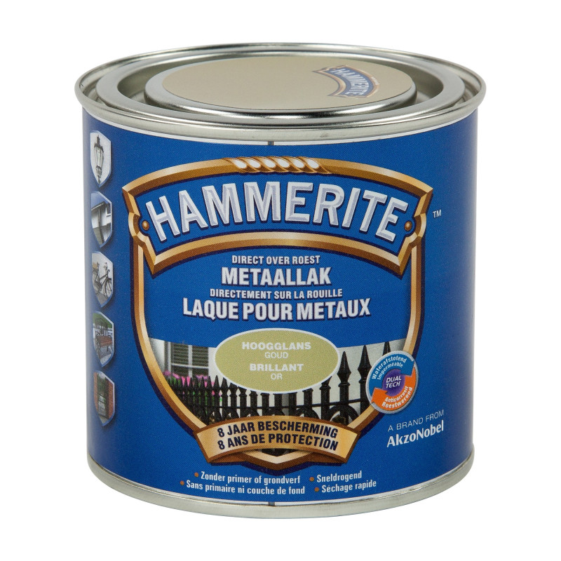 Laque antirouille pour métaux or brillante 0,2 L HAMMERITE