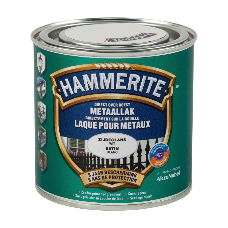 Laque antirouille pour métaux blanche satinée 0,2 L HAMMERITE