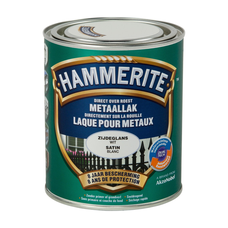 Laque antirouille pour métaux blanche satinée 0,7 L HAMMERITE