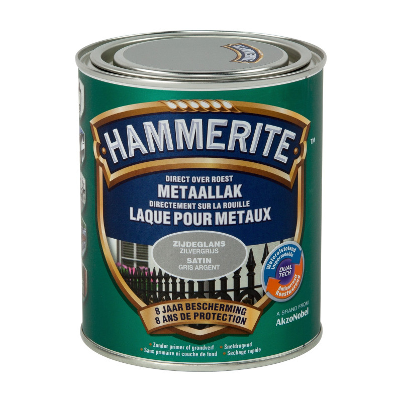 Laque antirouille pour métaux grise satinée 0,7 L HAMMERITE