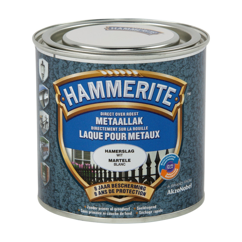 Laque antirouille pour métaux martelés blanche 0,2 L HAMMERITE