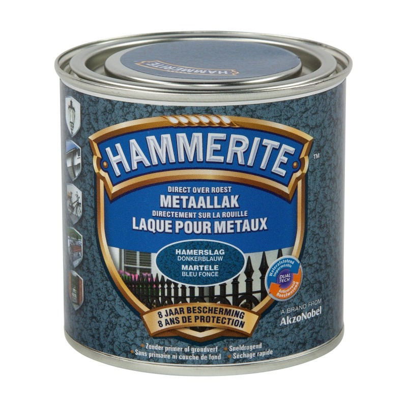 Laque antirouille pour métaux martelés bleu foncé 0,2 L HAMMERITE