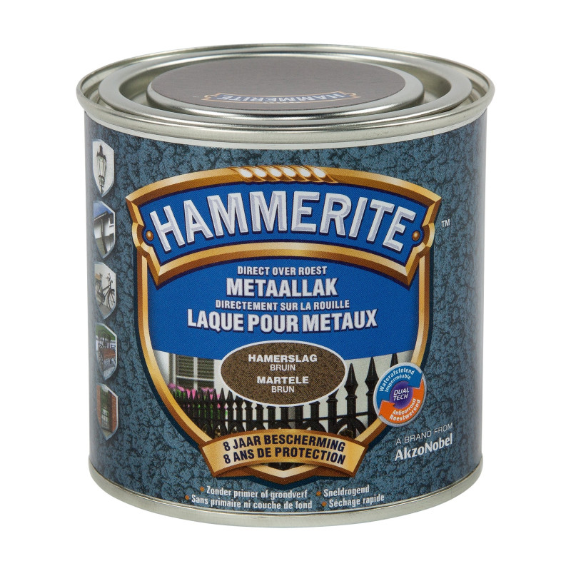 Laque antirouille pour métaux martelés brune 0,2 L HAMMERITE