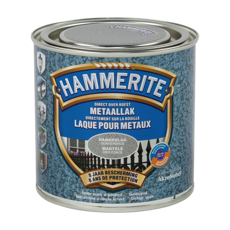 Laque antirouille pour métaux martelés gris foncé 0,2 L HAMMERITE