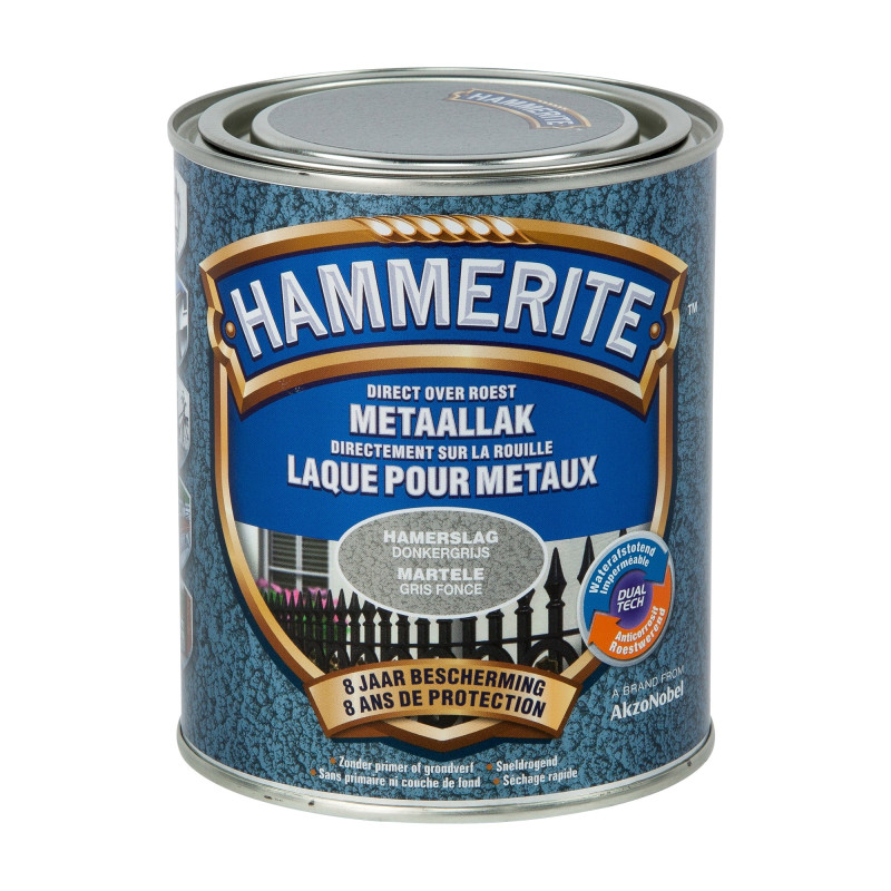 Laque antirouille pour métaux martelés gris foncé 0,7 L HAMMERITE