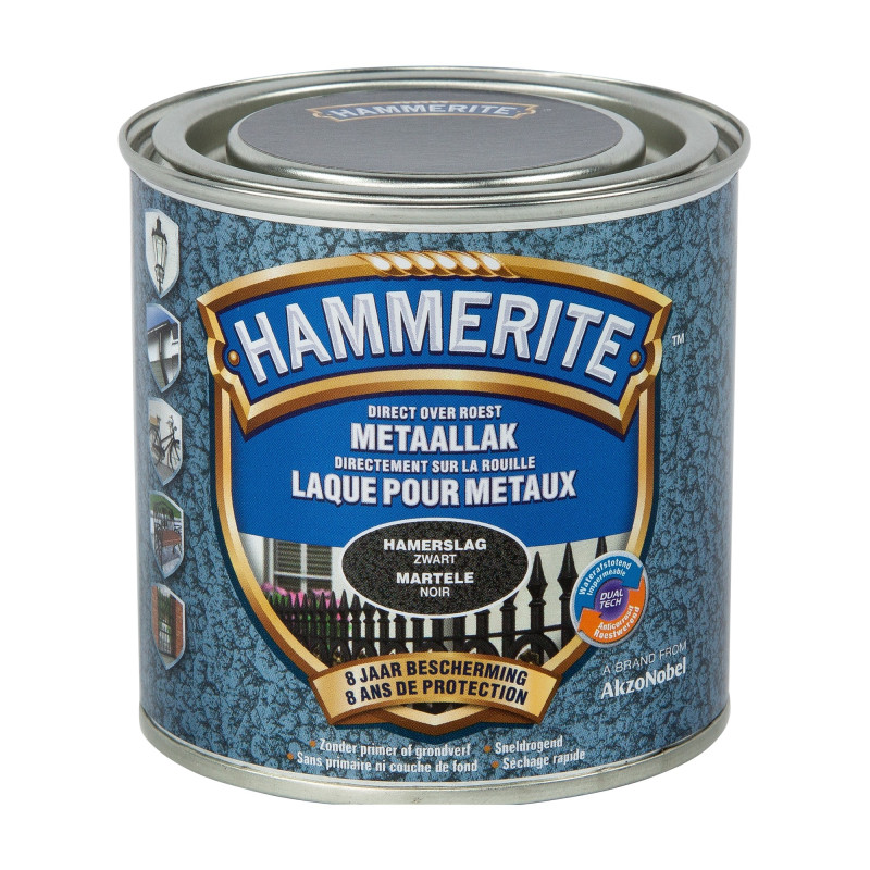 Laque antirouille pour métaux martelés noire 0,2 L HAMMERITE