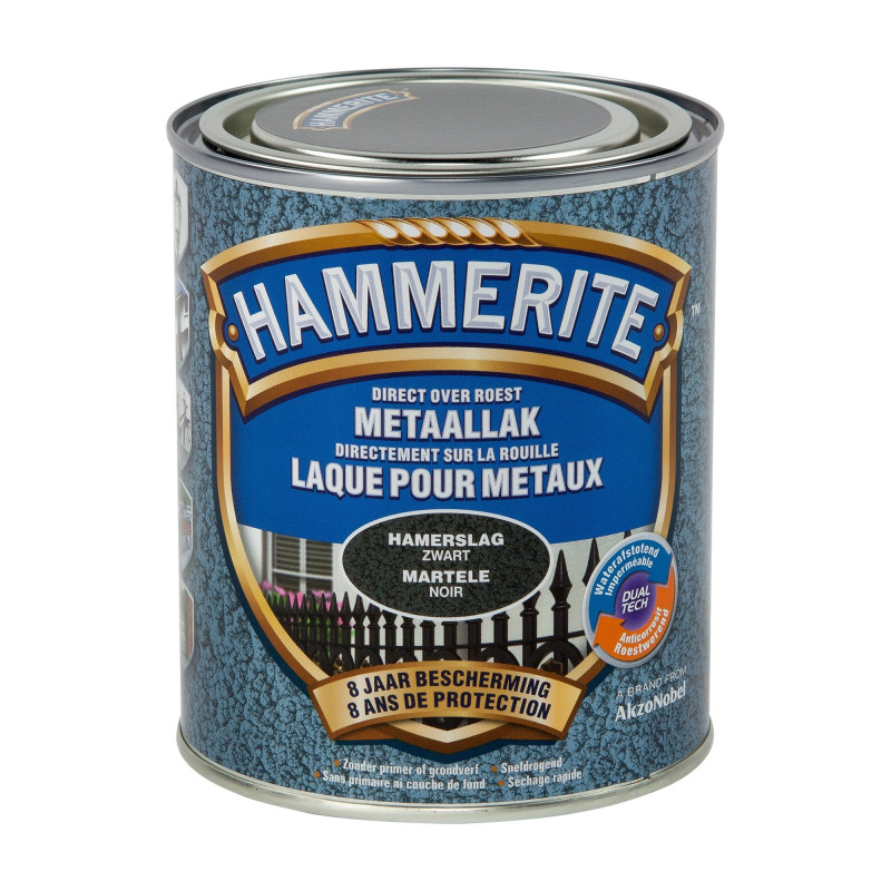 Laque antirouille pour métaux martelés noire 0,7 L HAMMERITE