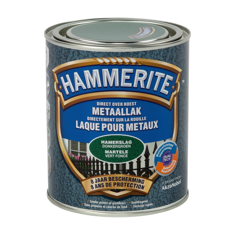 Laque antirouille pour métaux martelés vert foncé 0,7 L HAMMERITE