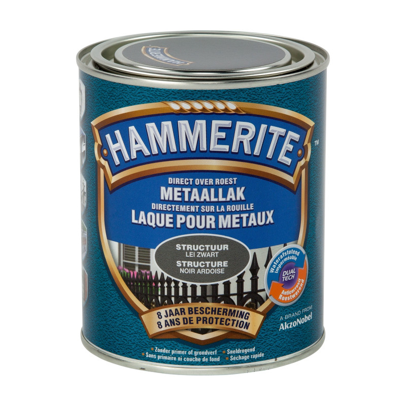 Laque antirouille pour métaux martelés noir ardoise 1 L HAMMERITE