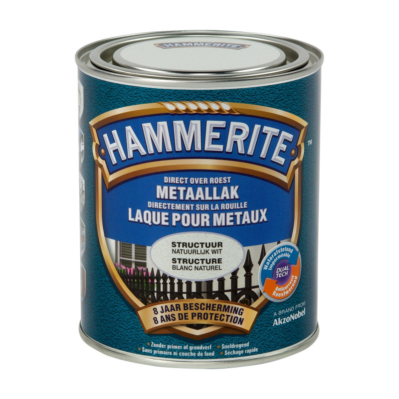 Laque antirouille pour métaux structure blanche 0,7 L HAMMERITE