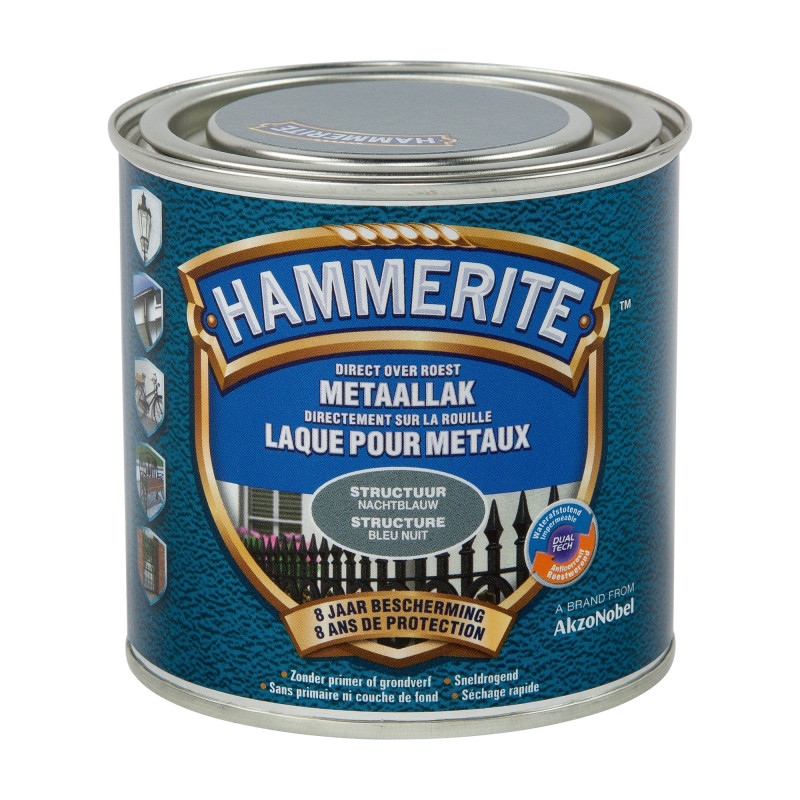 Laque antirouille pour métaux structure bleu nuit 0,2 L HAMMERITE