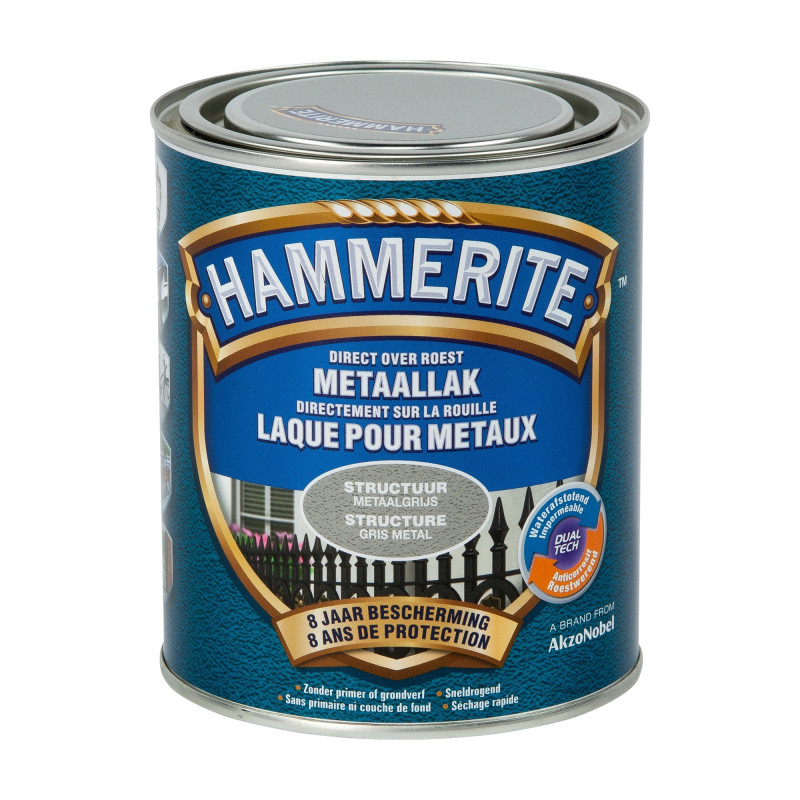 Laque antirouille pour métaux structure gris argent 0,7 L HAMMERITE