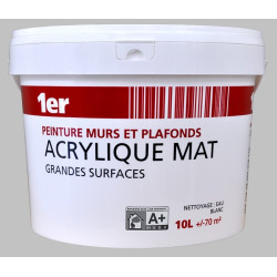 Peinture Murs et Plafonds Mate Blanche 10L – Finition Parfaite | 1ER