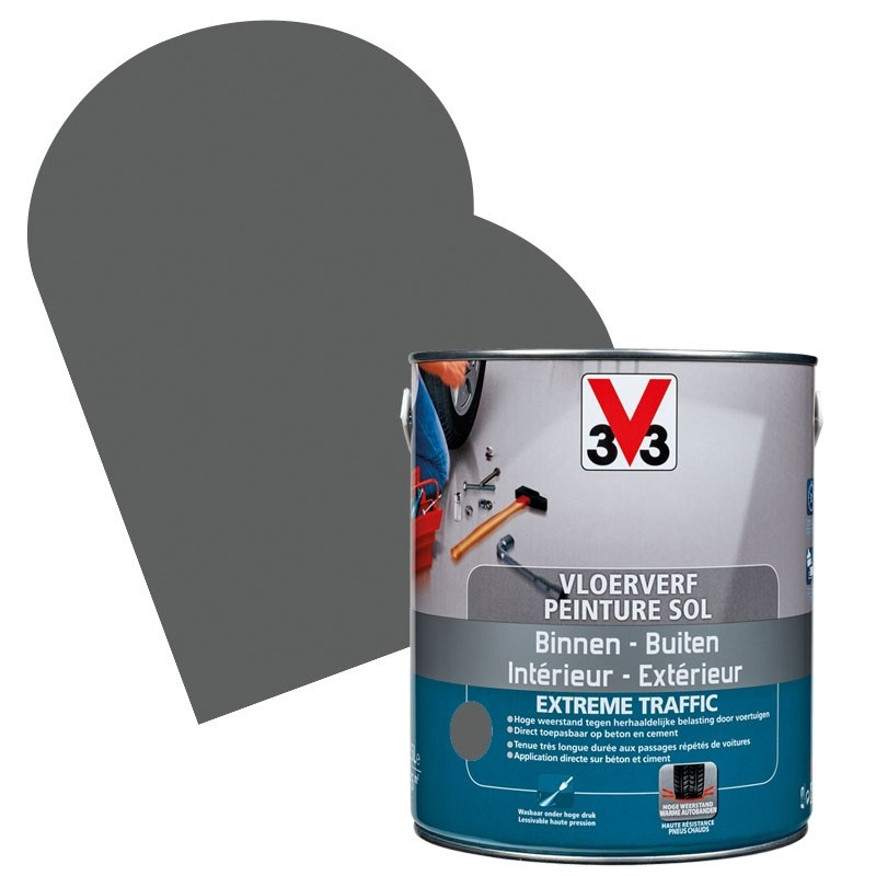 Peinture sol garage Trafic extrême V33 terre d'Ombre Satin 0,5L