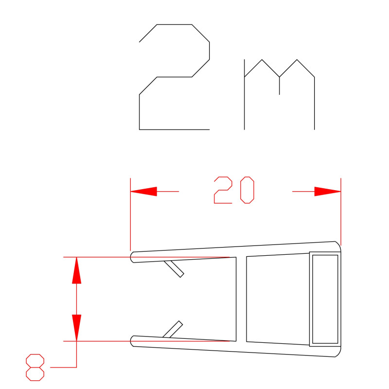 Joint magnétique droit pour paroi de douche 2 pièces AURLANE