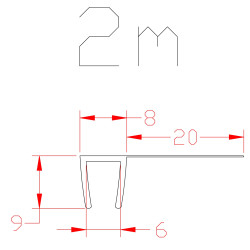 Joint d'étanchéité en forme de F pour paroi de douche AURLANE