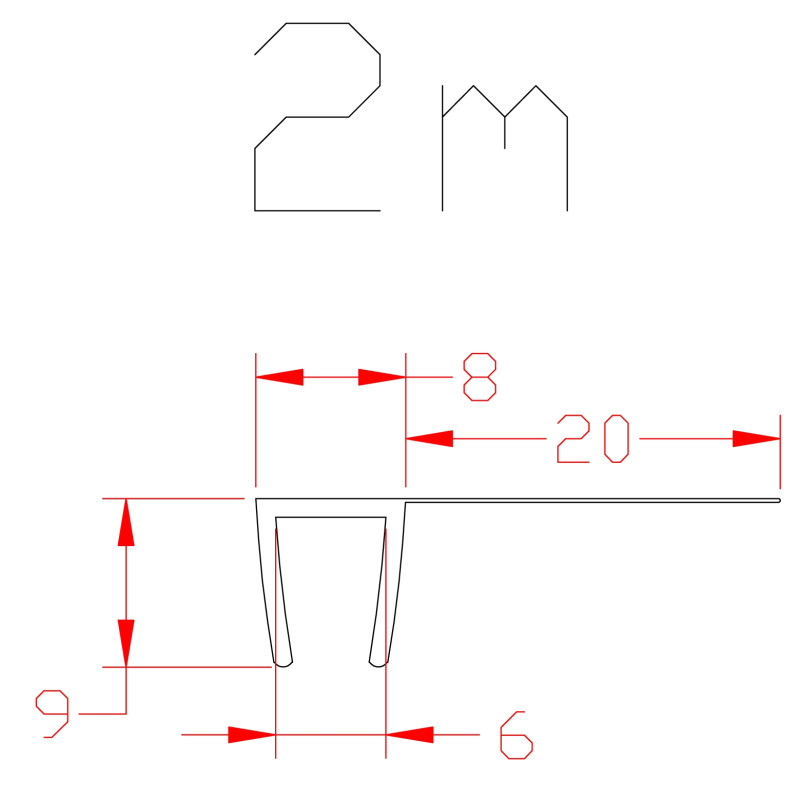 Joint d'étanchéité en forme de F pour paroi de douche AURLANE