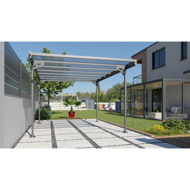 Carport en aluminium Mistral gris anthracite 15,3 m² Carport en aluminium Mistral gris anthracite 15,3 m²