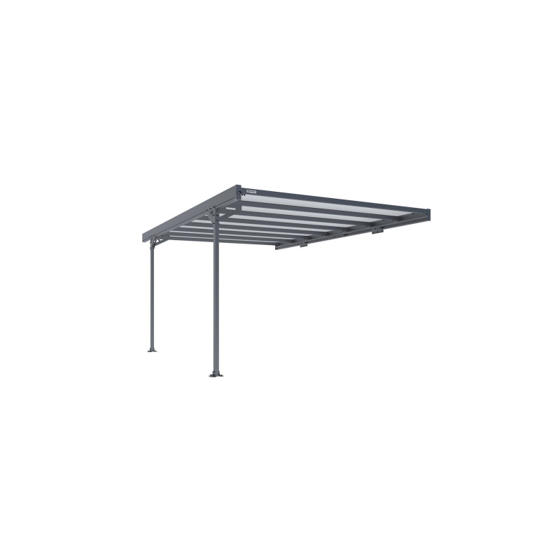 Carport adossé en aluminium Mistral gris anthracite 15,45 m²