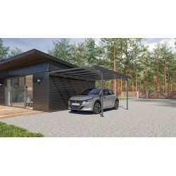 Carport adossé en aluminium Mistral gris anthracite 15,45 m² Carport adossé en aluminium Mistral gris anthracite 15,45 m²