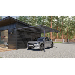 Carport adossé en aluminium Mistral gris anthracite 15,45 m² Carport adossé en aluminium Mistral gris anthracite 15,45 m²