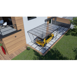 Carport adossé en aluminium Mistral gris anthracite 15,45 m² Carport adossé en aluminium Mistral gris anthracite 15,45 m²