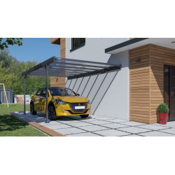 Carport adossé en aluminium Mistral gris anthracite 15,45 m² Carport adossé en aluminium Mistral gris anthracite 15,45 m²