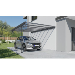 Carport adossé en aluminium Mistral gris anthracite 15,45 m² Carport adossé en aluminium Mistral gris anthracite 15,45 m²