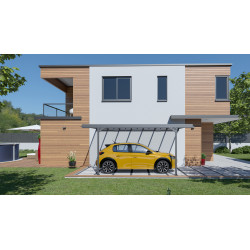 Carport adossé en aluminium Mistral gris anthracite 15,45 m² Carport adossé en aluminium Mistral gris anthracite 15,45 m²