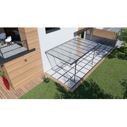 Carport adossé en aluminium Mistral gris anthracite 15,45 m² Carport adossé en aluminium Mistral gris anthracite 15,45 m²
