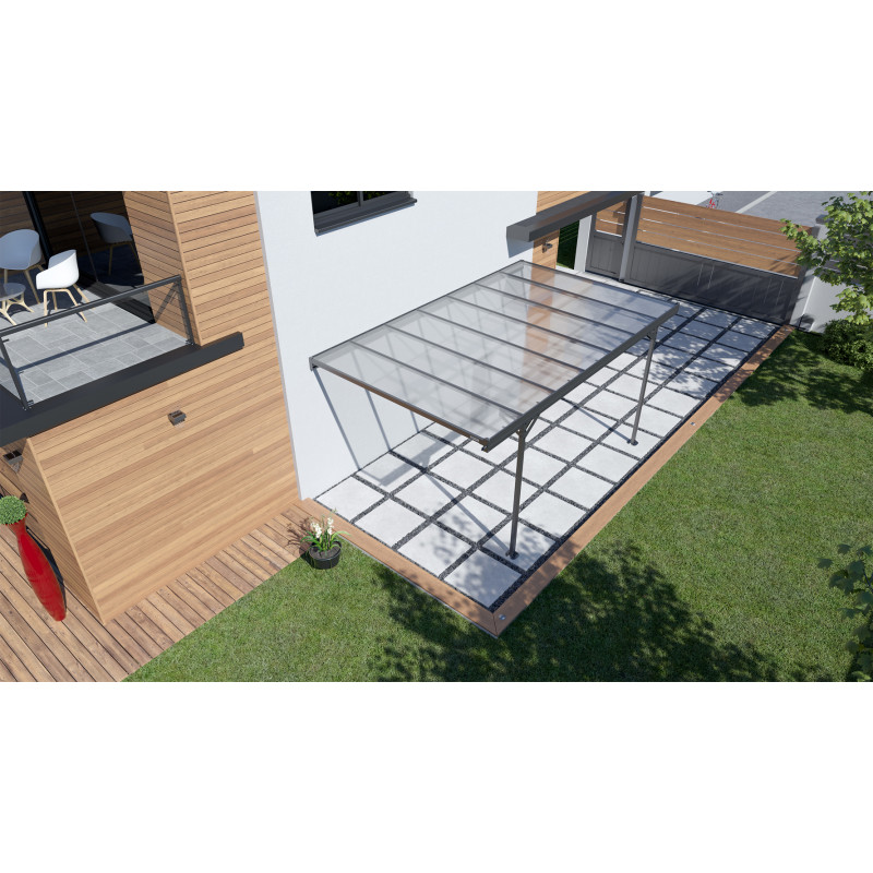 Carport adossé en aluminium Mistral gris anthracite 15,45 m² Carport adossé en aluminium Mistral gris anthracite 15,45 m²