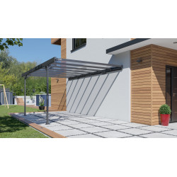 Carport adossé en aluminium Mistral gris anthracite 15,45 m² Carport adossé en aluminium Mistral gris anthracite 15,45 m²
