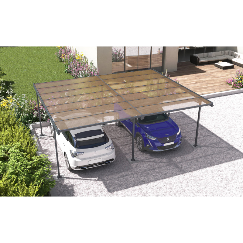 Carport en aluminium Mistral gris anthracite 30,90 m² Carport en aluminium Mistral gris anthracite 30,90 m²