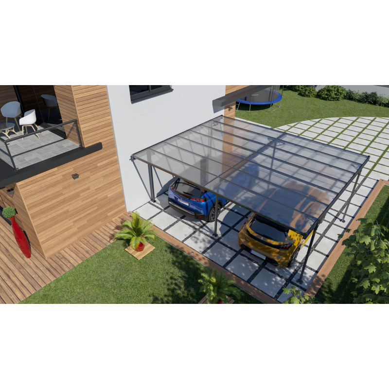 Carport en aluminium Mistral gris anthracite 30,90 m² Carport en aluminium Mistral gris anthracite 30,90 m²