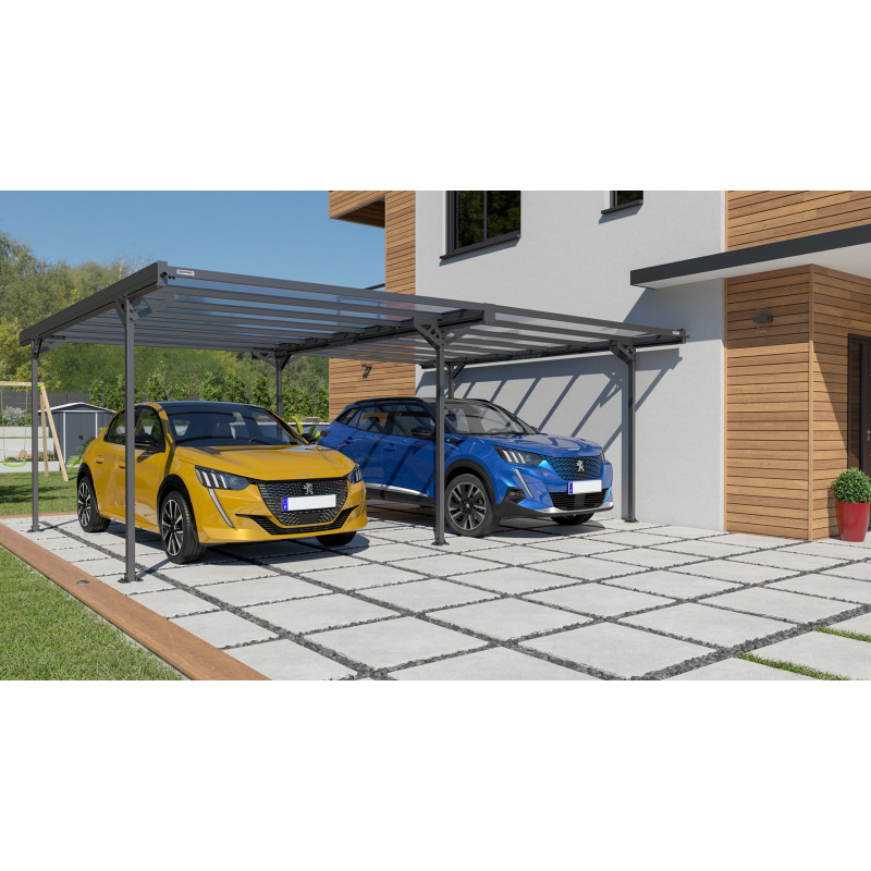 Carport en aluminium Mistral gris anthracite 30,90 m² Carport en aluminium Mistral gris anthracite 30,90 m²