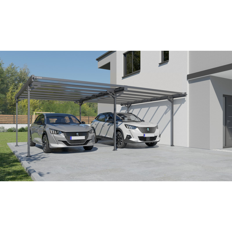 Carport en aluminium Mistral gris anthracite 30,90 m² Carport en aluminium Mistral gris anthracite 30,90 m²