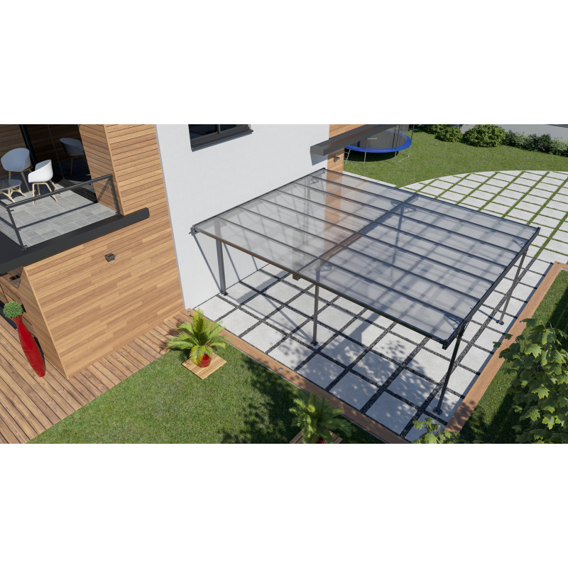 Carport en aluminium Mistral gris anthracite 30,90 m² Carport en aluminium Mistral gris anthracite 30,90 m²