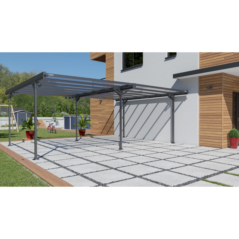 Carport en aluminium Mistral gris anthracite 30,90 m² Carport en aluminium Mistral gris anthracite 30,90 m²