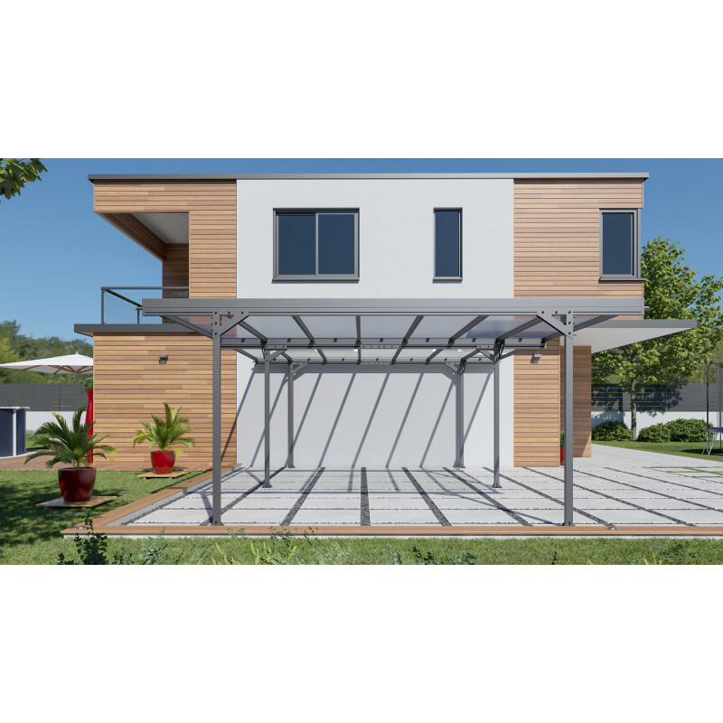 Carport en aluminium Mistral gris anthracite 30,90 m² Carport en aluminium Mistral gris anthracite 30,90 m²