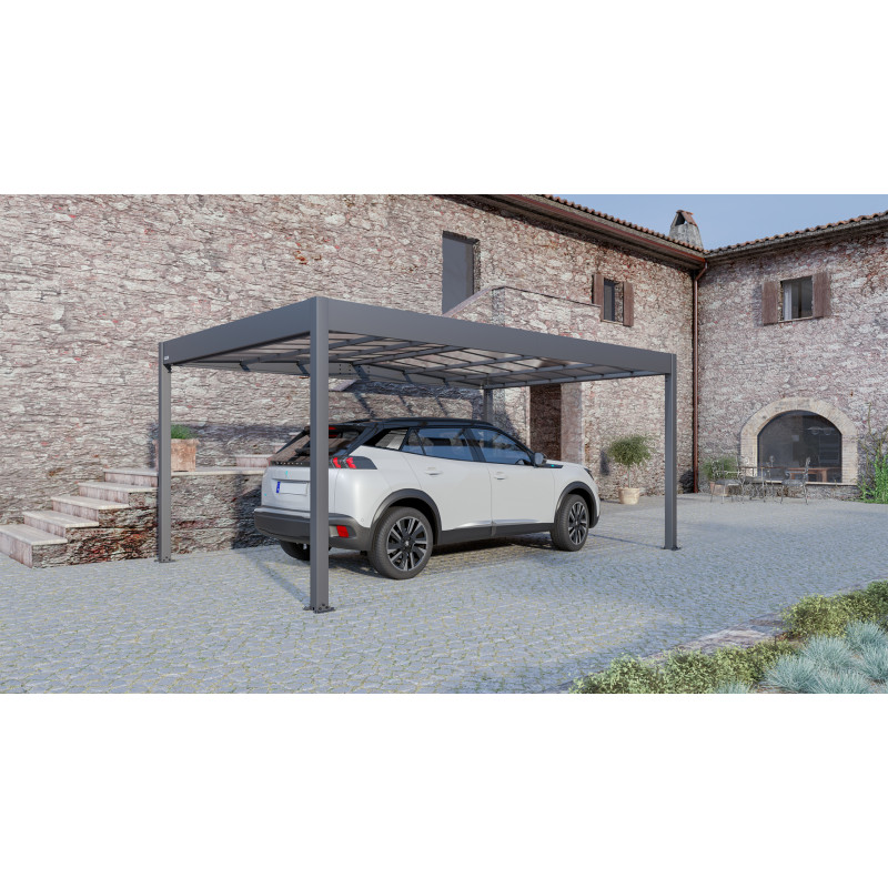 Carport en aluminium Libeccio gris anthracite 16,6 m² Carport en aluminium Libeccio gris anthracite 16,6 m²