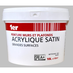 Peinture Murs et Plafonds blanche satinée 10 L MR.BRICOLAGE