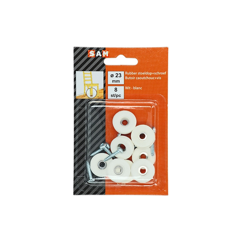 Patin glisseur à visser blanc Ø 23 mm – Lot de 8 pièces | SAM Patin glisseur à visser blanc Ø 23 mm – Lot de 8 pièces | SAM