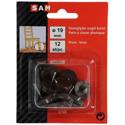 Patin PVC à clouer brun Ø 19mm – Lot de 12 pièces | SAM