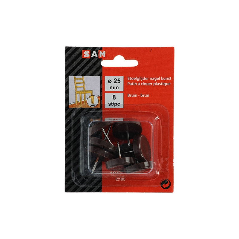Patin PVC à clouer brun Ø 25mm – Lot de 8 pièces | SAM Patin PVC à clouer brun Ø 25mm – Lot de 8 pièces | SAM