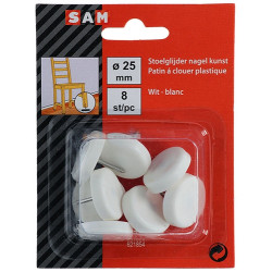 Patin PVC à clouer blanc Ø 25mm – Lot de 8 pièces | SAM Patin PVC à clouer blanc Ø 25mm – Lot de 8 pièces | SAM