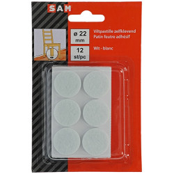 Patin feutre adhésif blanc Ø 22mm – Protège vos sols | SAM Patin feutre adhésif blanc Ø 22mm – Protège vos sols | SAM