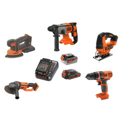 Pack de 5 machines sur batterie 4 Ah et 1,5 Ah BLACK+DECKER