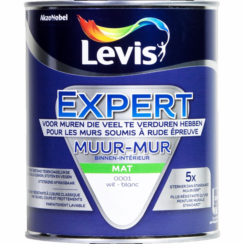 Peinture murale intérieur MUR blanche effet mat - 1 L - LEVIS