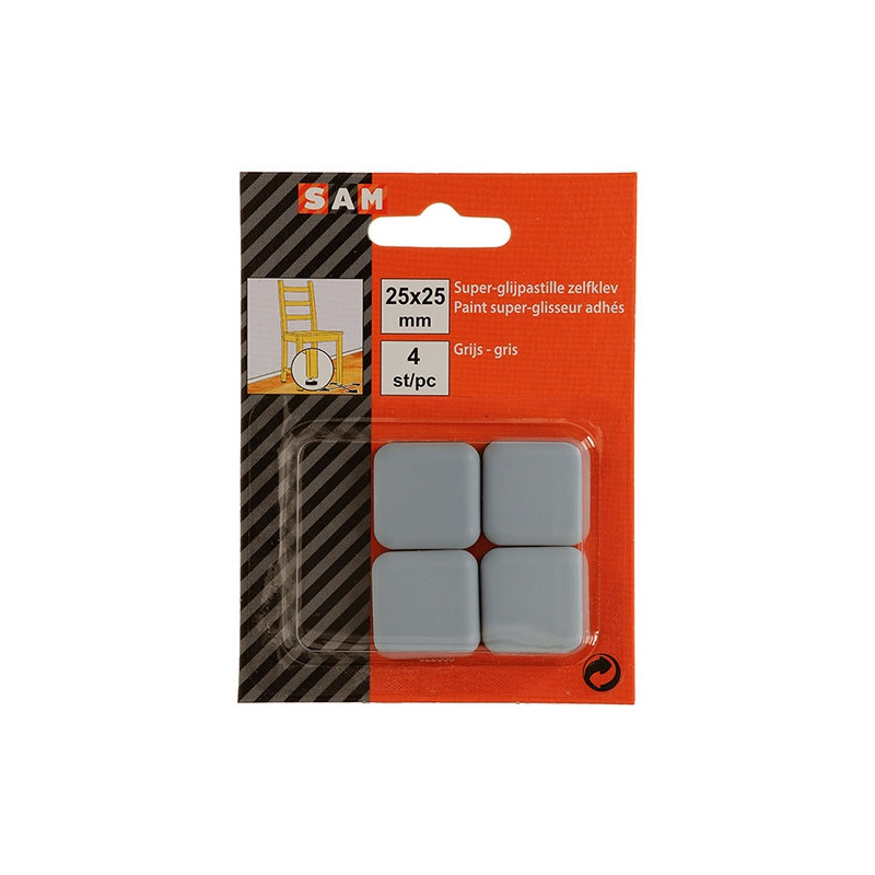 Patin glisseur gris 25x25mm – Protège vos sols | SAM